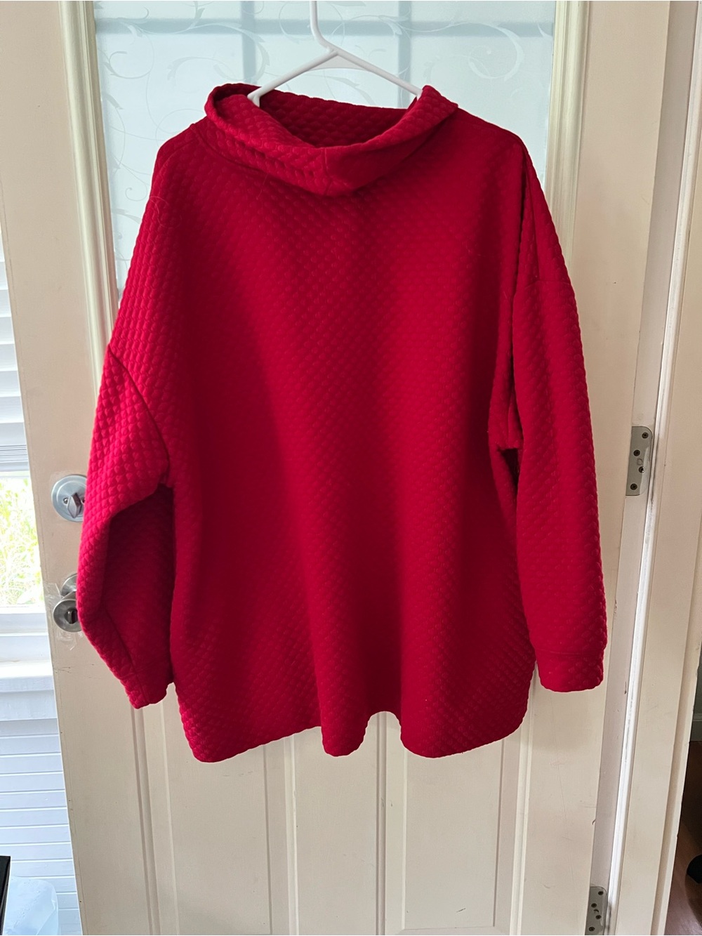 Coldwater Creek 3x quilted cowl neck long sleeve tunic in red. - Picture 4 of 8
